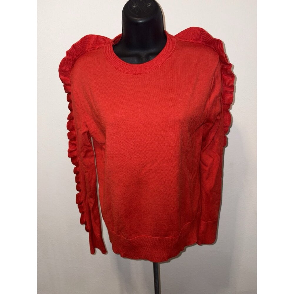 A H A Red Chic Gathered Sleeves Women Medium Sweater